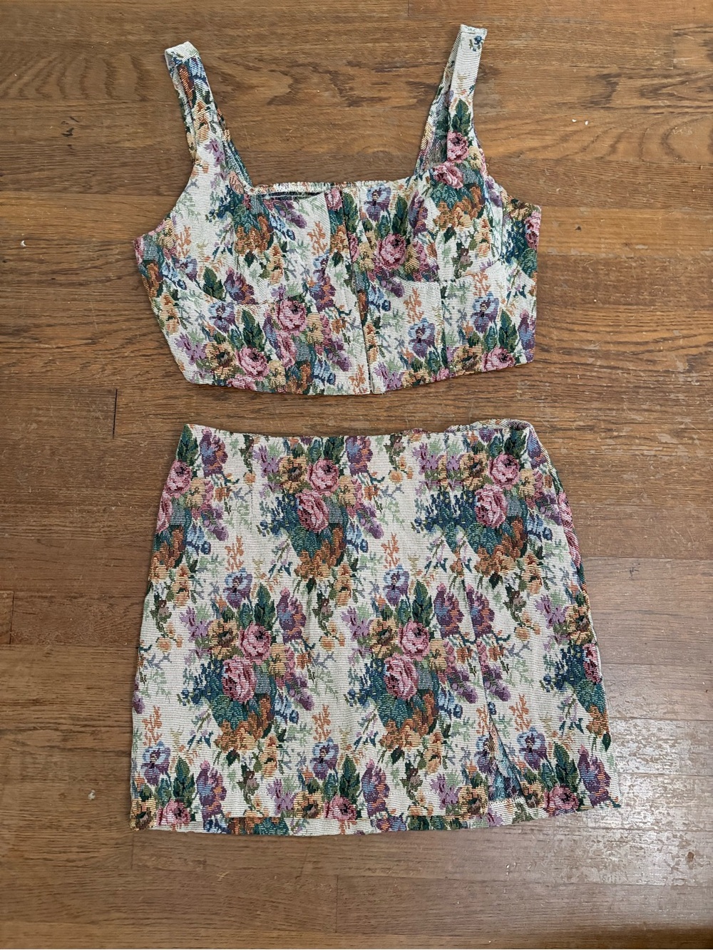 Wild Fable Multicolor Floral Jacquard Top and Skirt Two Piece Mini Dress - Picture 4 of 7